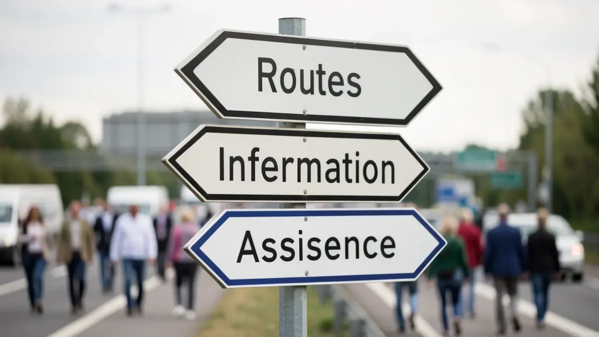 Image générique d'un panneau de signalisation routière avec plusieurs flèches directionnelles.