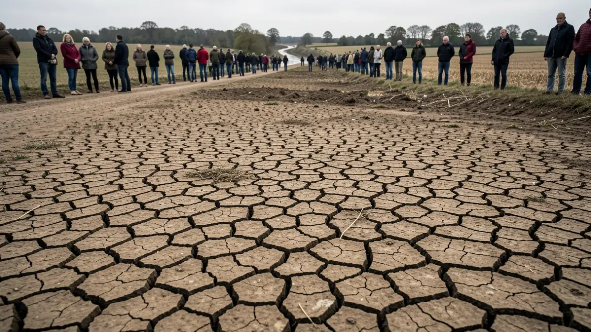 Image générique de terre craquelée symbolisant la sécheresse dans une région rurale.